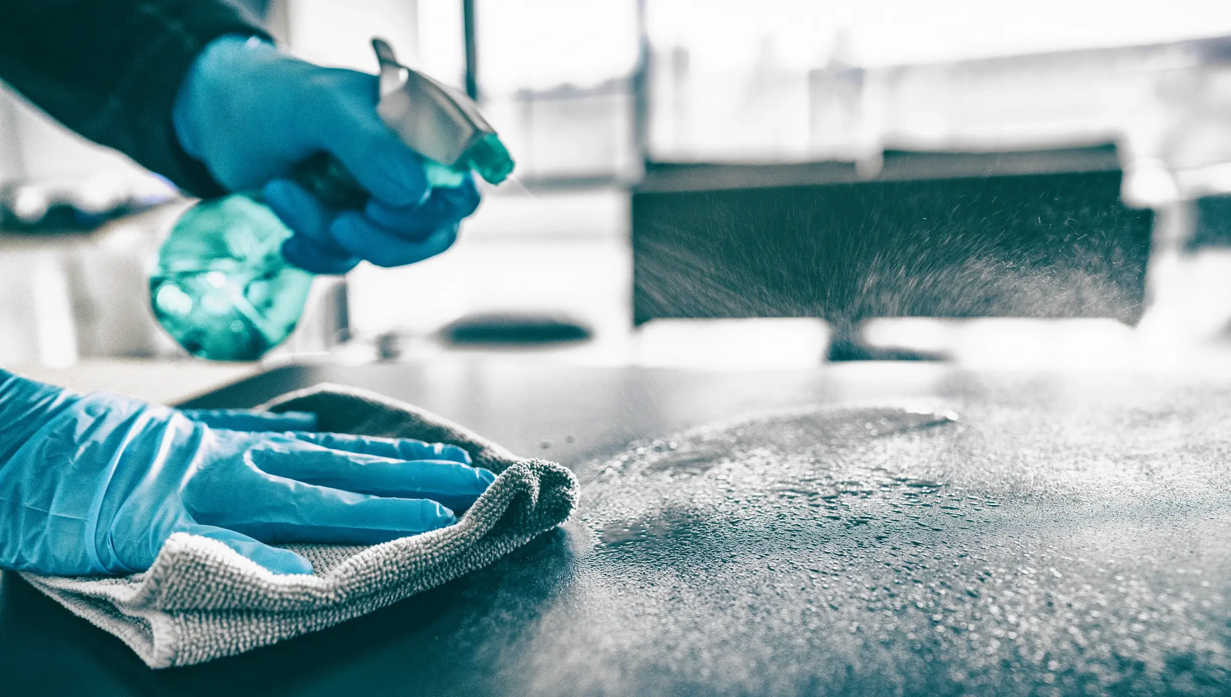 Professional cleaning of a commercial surface
